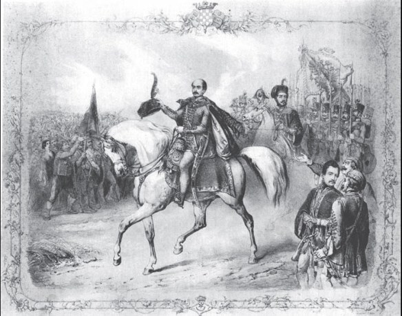 Scene from Jelačić’s ceremonial installation on the position of Croatian ban in Zagreb, June 4, 1848 (Contemporary engraving published in Zagreb’s weekly Svijet on May 19, 1928)